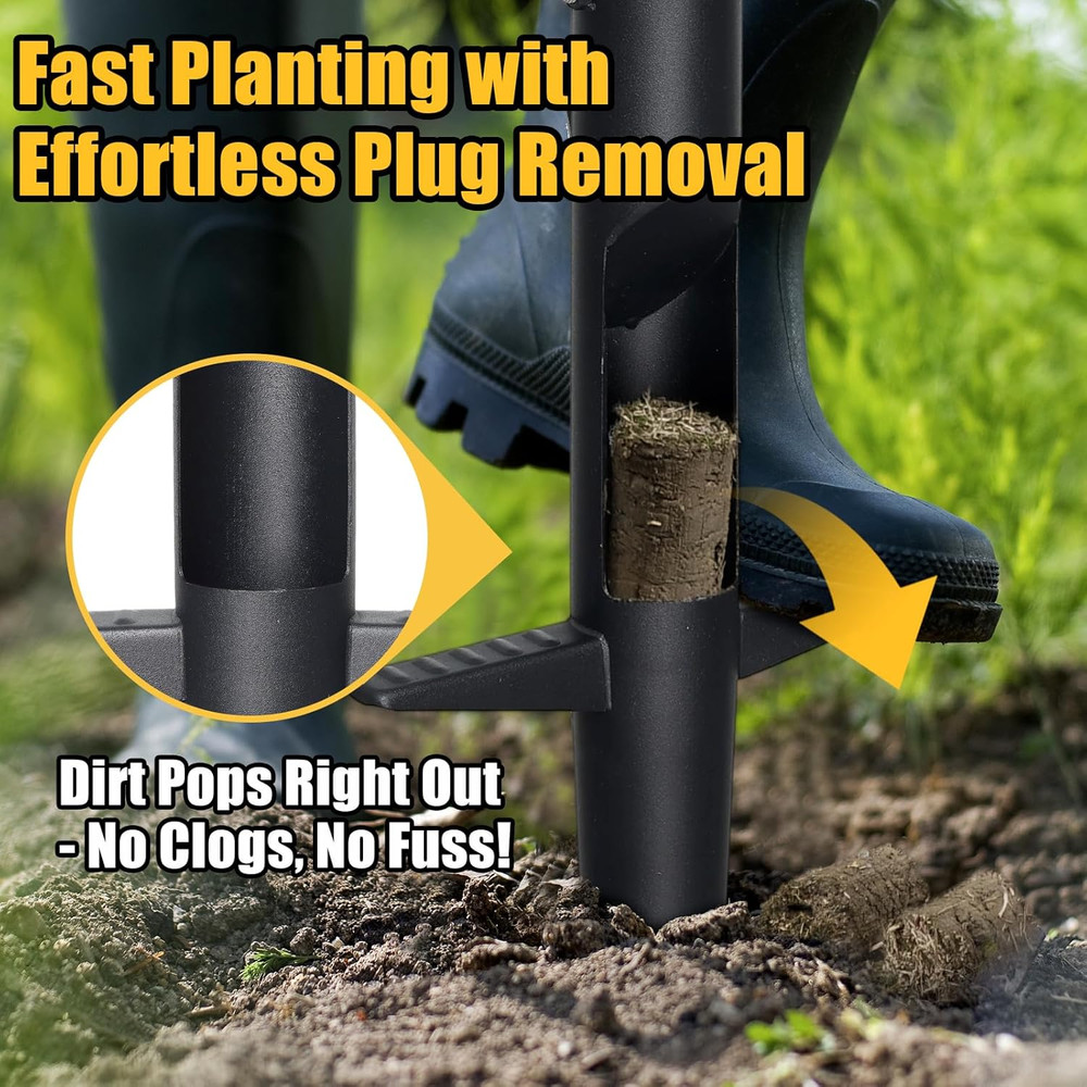 Bulb Planter Tool - 34" Long Handle Sod Plugger Lawn Plug Digger,Auto Plug Eject