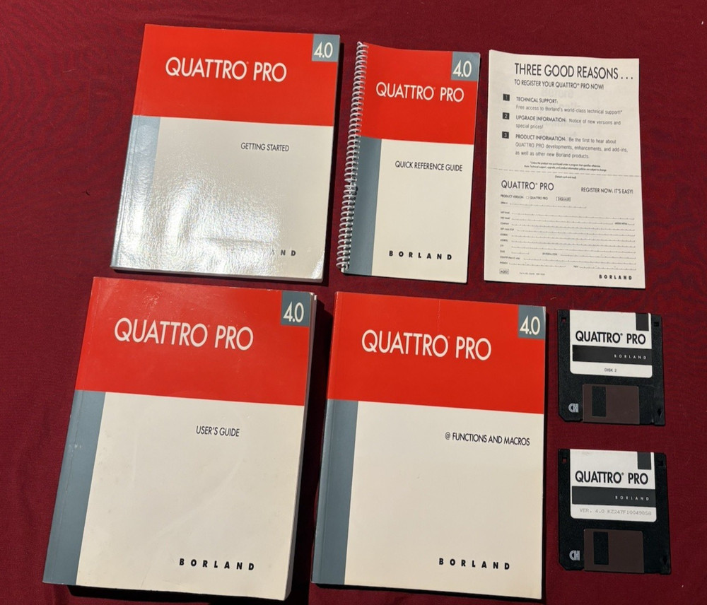 Borland Quattro Pro for DOS Version 4.0 User's Guide + Functions & Macros + Disk