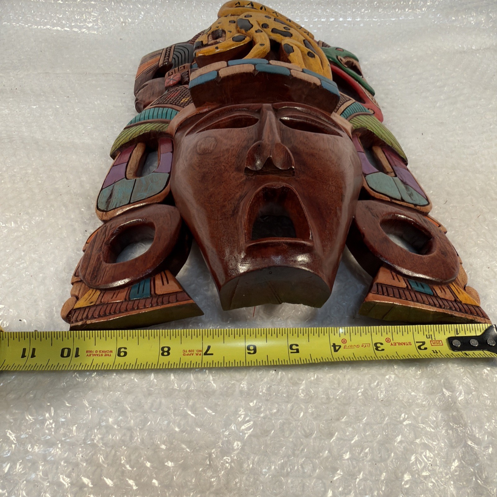Hand-Carved Wooden Mayan Mask From Mexico