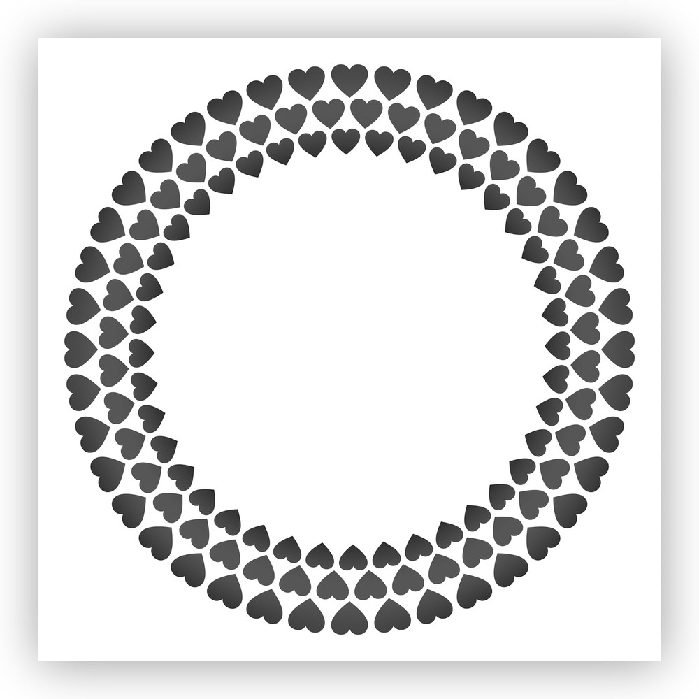 Heart Border Circular Stencil - Choose a Size - Laser-Cut Reusable Plastic