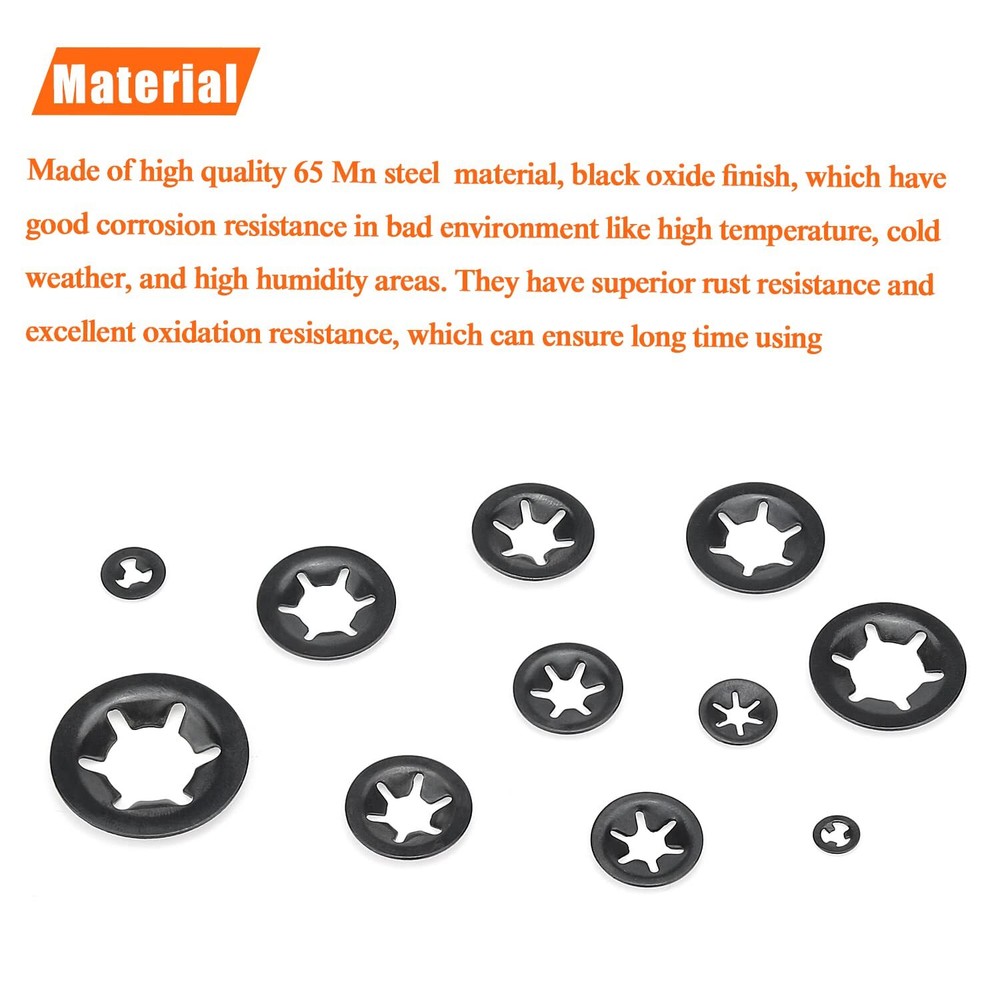 360 Pieces 9 Sizes Internal Tooth Star Lock Washers Speed Clips Retaining