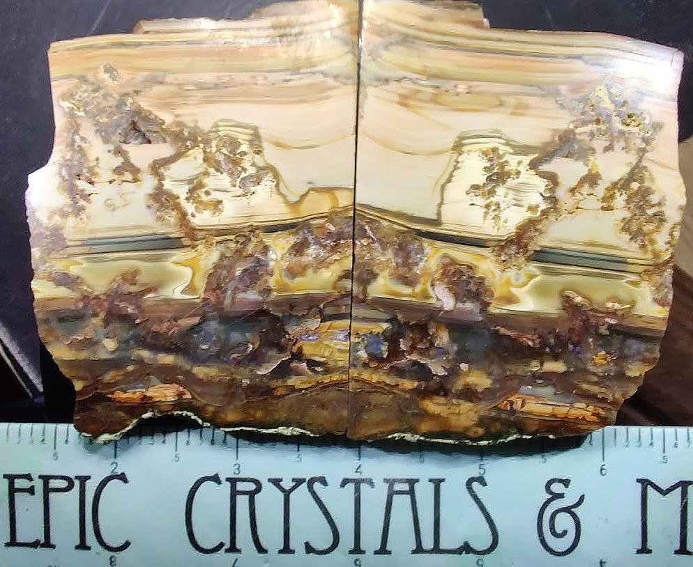 2 Matching, Polished Picture Jasper Slabs - Artistic Nature Scenes on Both Sides