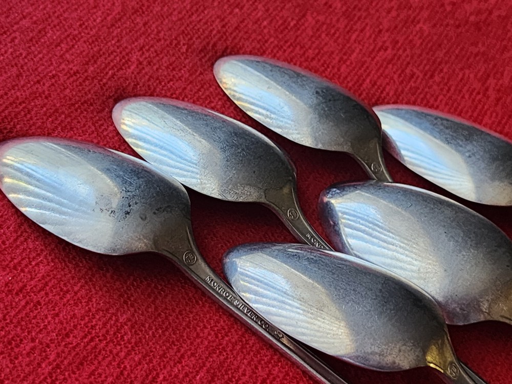 6 Monroe Silver JB Silverplate ICED TEA SPOONS Flatware Silverware Vintage