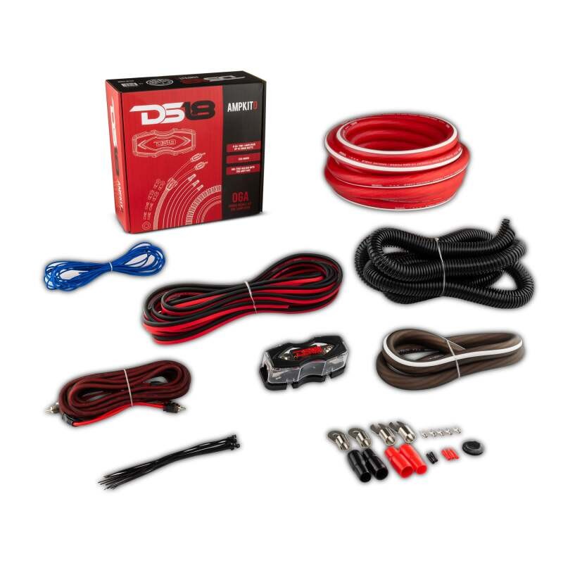 DS18 0-GA Amplifier Installation Kit - Red for Car Audio Systems