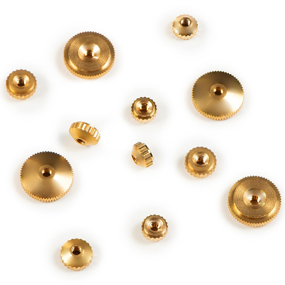 Brass Clock Hand Nut Set - 12 Assorted Replacement Parts for Wall & Mantel Clock
