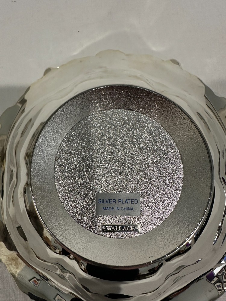 Wallace Grande Baroque Silverplate Candy Nut Dish 7 7/8” w/ Box Vintage