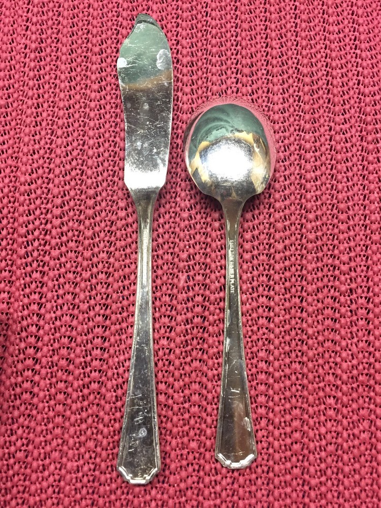 Master Butter Knife & Sugar Spoon 1935 SHELTON Silverplate Oneida Flatware