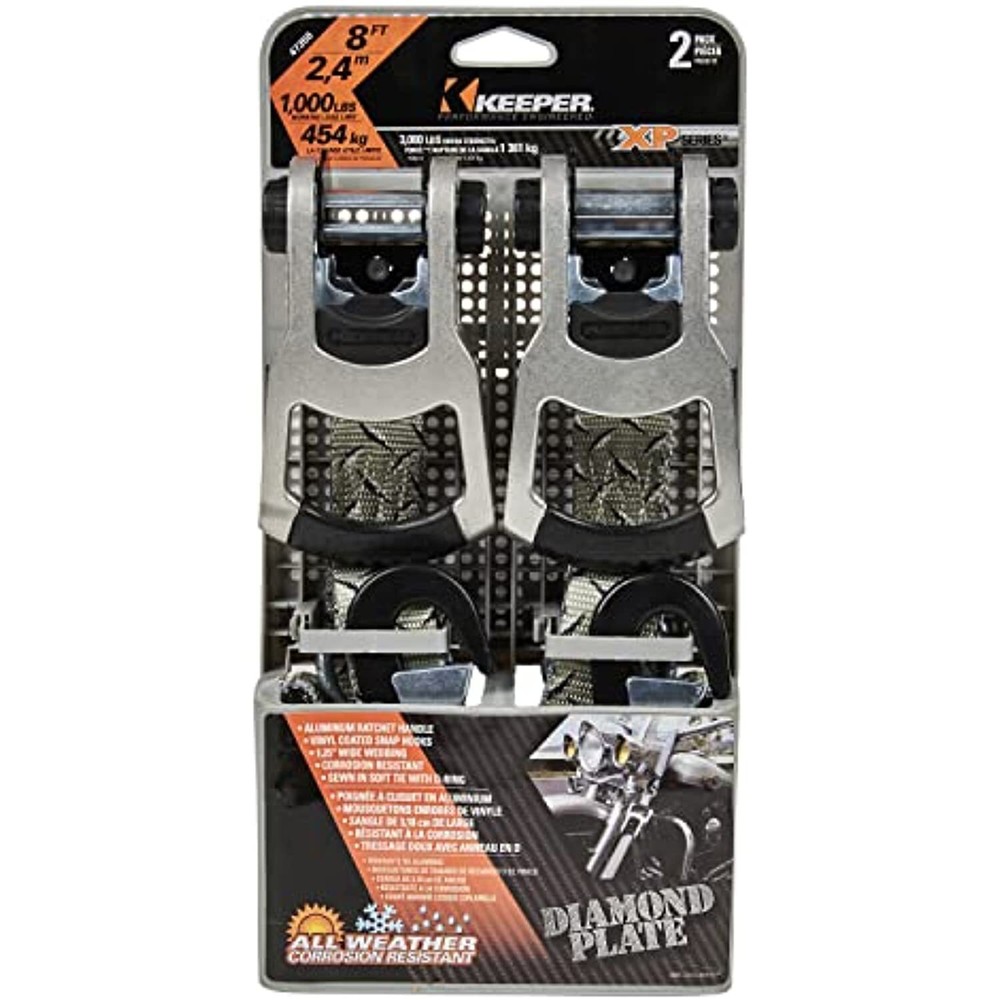 KEEPER 47350 8' Ratchet Tie-Down, Gray