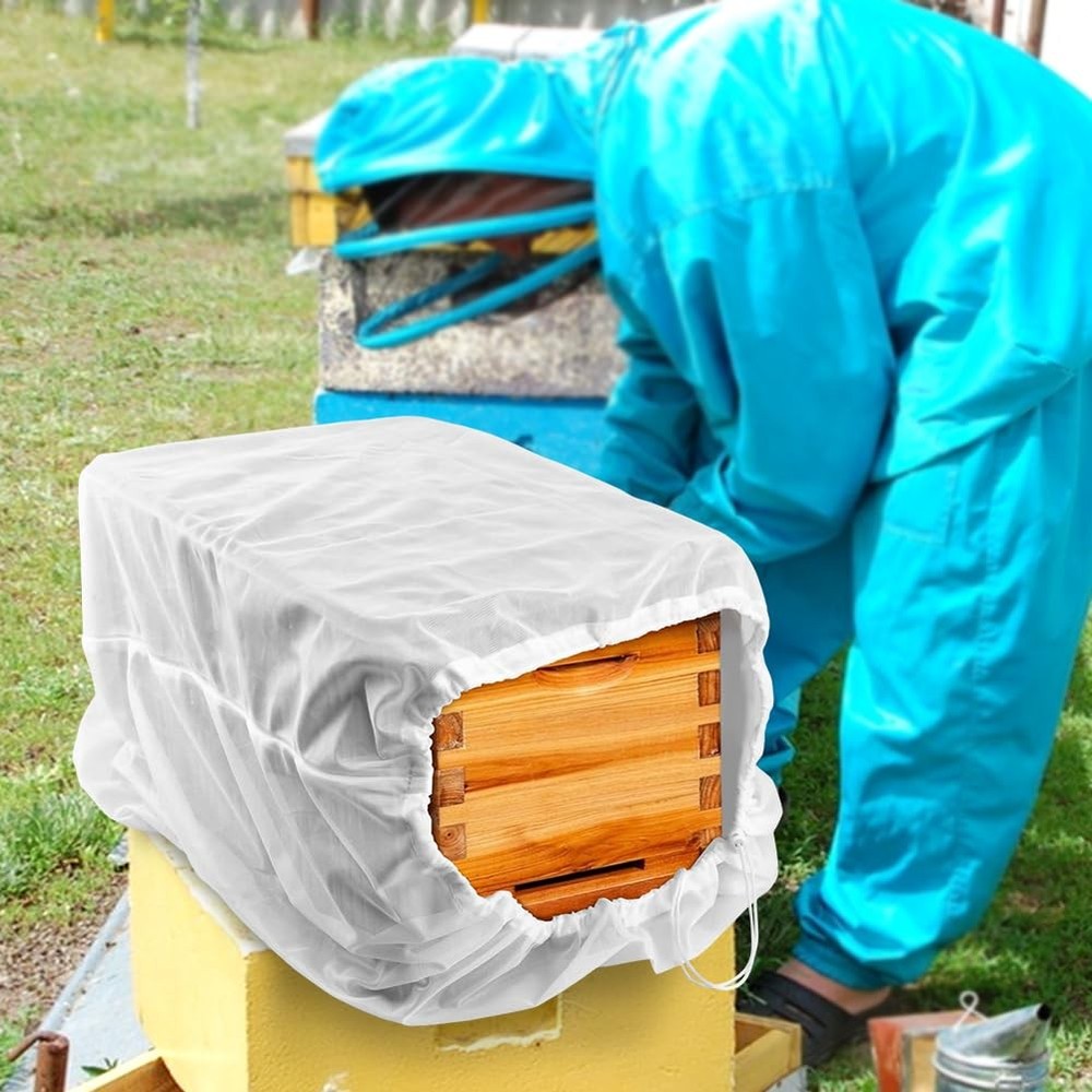 2 PCS Bee Mesh Transport Bag Breathable Drawstring Net for Beekeeping Nuc Box