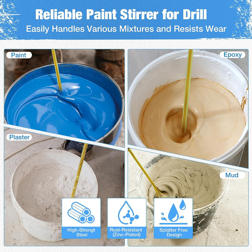 Paint Mixer for Drill, Upgraded 4-Blade 2.76" Helix Mixing Paddle Rust-Proof Pai