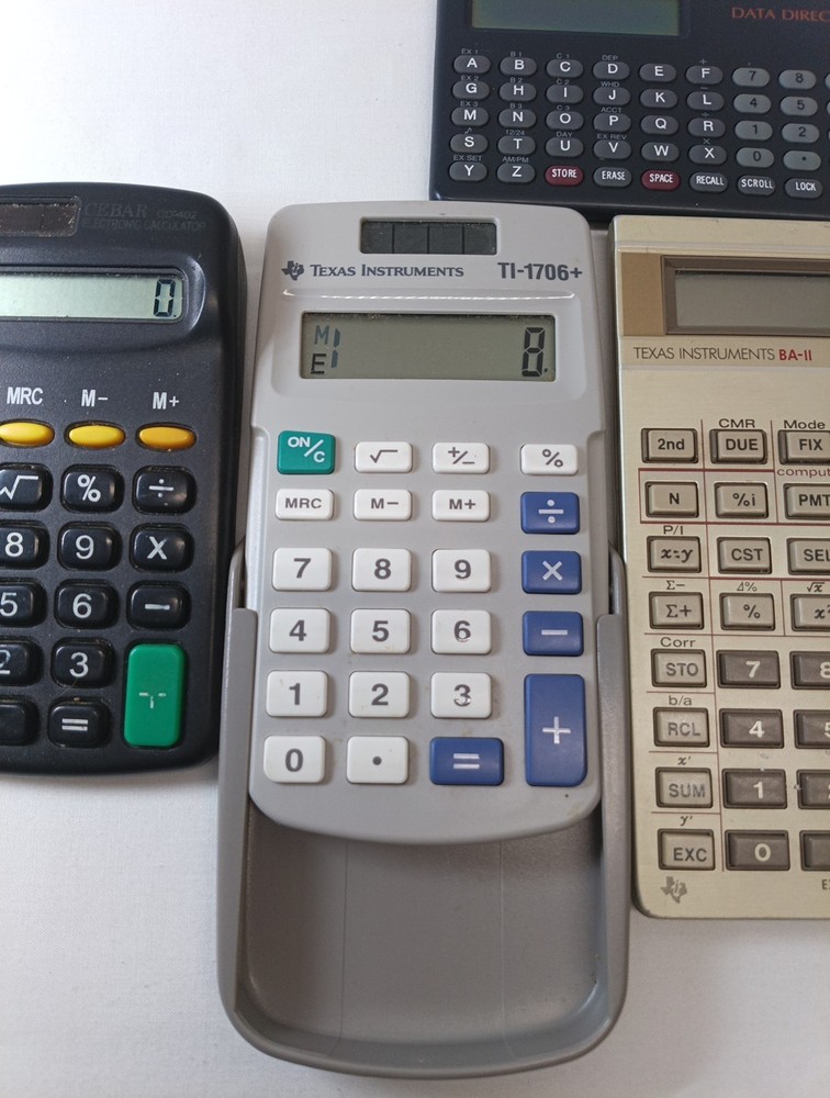 Texas Instruments Calculators plus 2 other brands-5 Calculator Lot