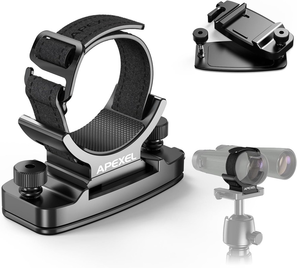 Binocular Tripod Mount Adapter with Backpack Clip, Attaches to Straps and Bel...