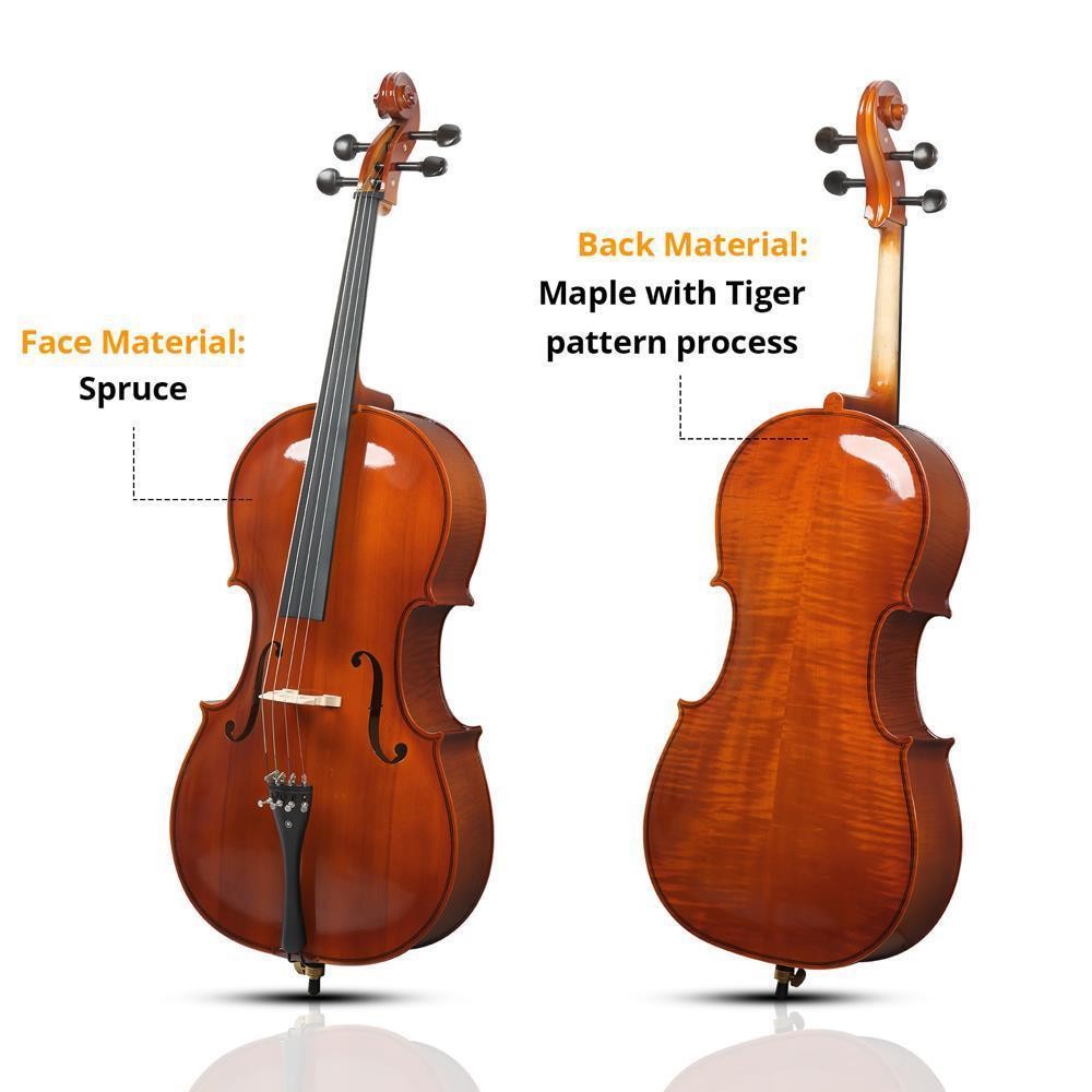 Full Size Cellos for Kids & Adults School Beginner w/ Bow, Case and Strings