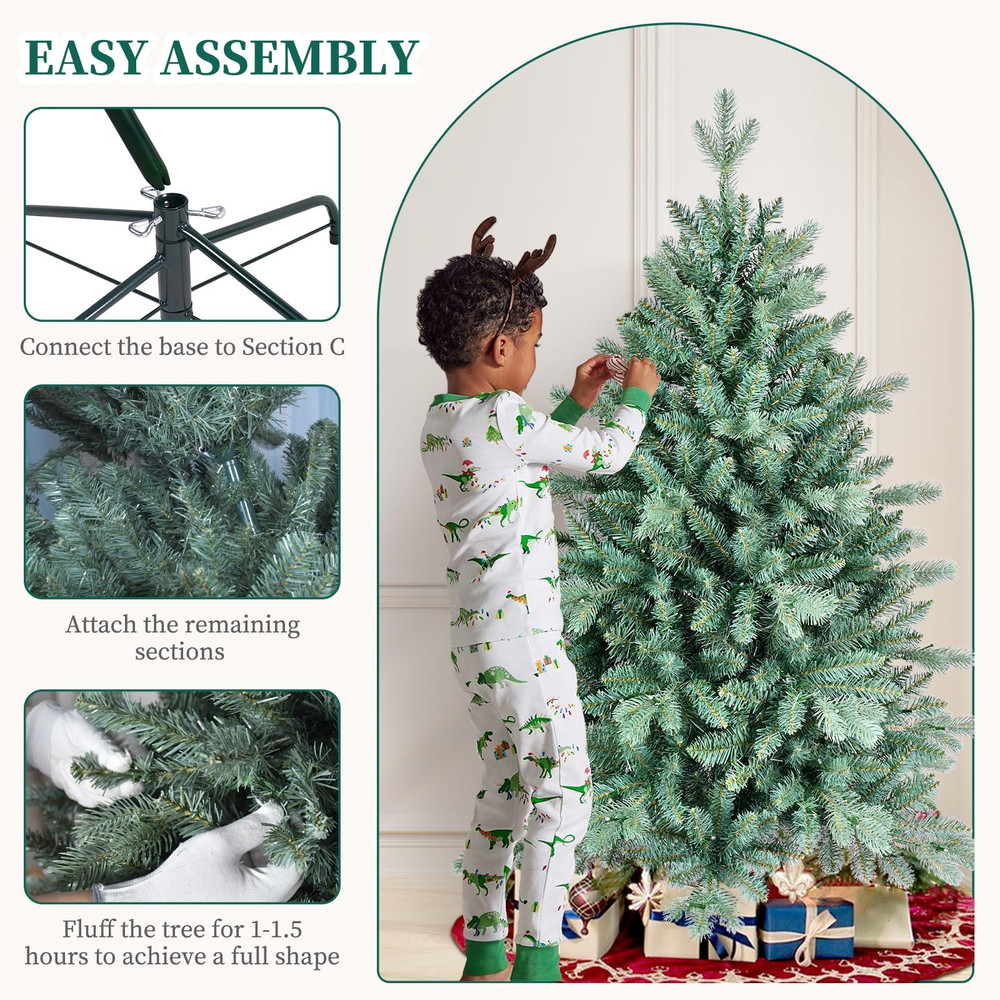 5 ft Artificial Christmas Tree Green Blue Spruce Hinged tree 1194 PE&PVC Tip