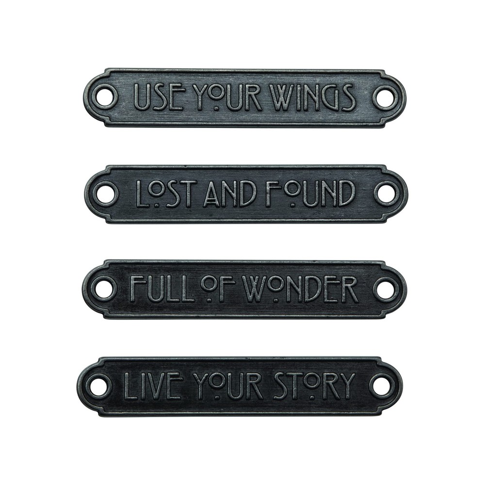 Tim Holtz Word Plaques Craft Embellishment, Nickel