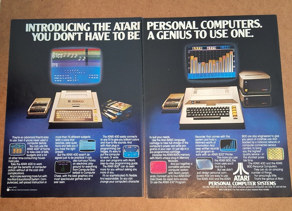 ATARI 400 Computer System - 1979 - 1981 AD LOT Old Vintage HighTech Art Decor