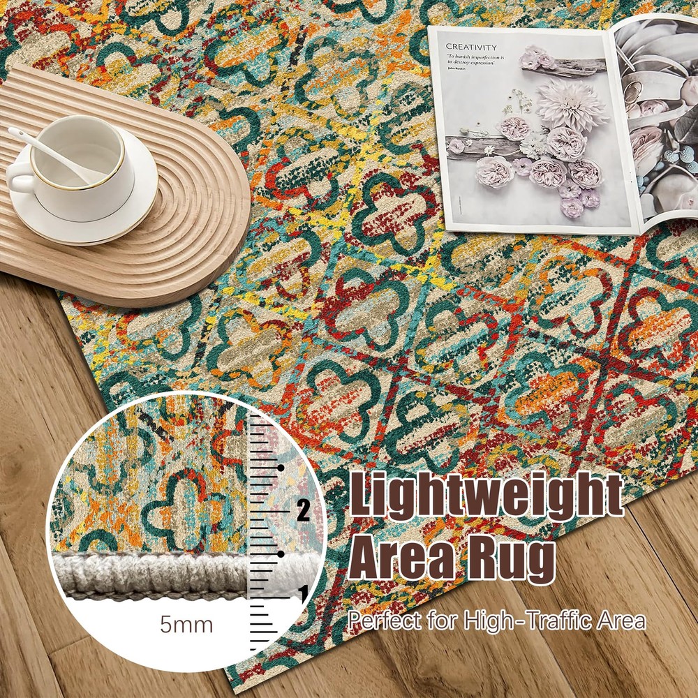 RUGSURE Washable Area Rugs, 8' x 10' x (Rectangular), Grass-multicolor