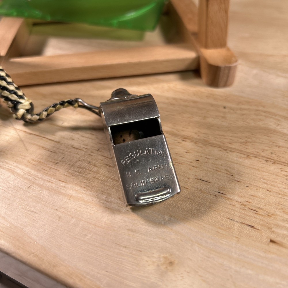 VINTAGE REGULATION U. S. ARMY SOLID BRASS WHISTLE CORK BALL