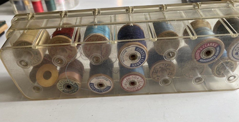 VTG TIDEE MAID THREAD BOX FULL WOOD SPOOLS
