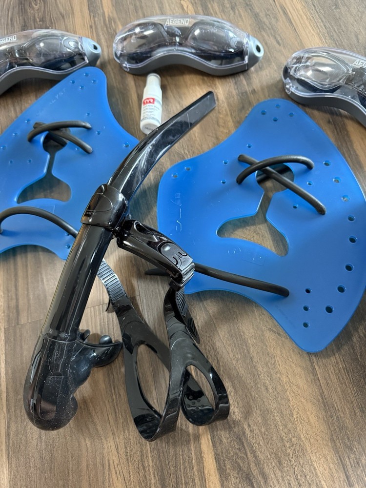 Triathlon Training Aids Bundle Set - Swimcap, Goggles, Paddles & More