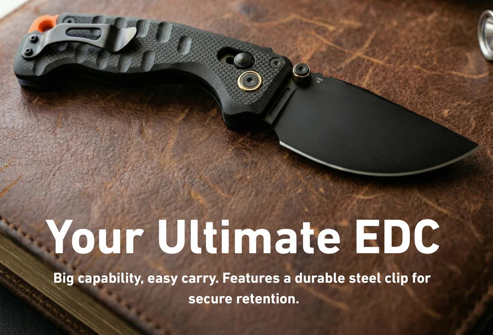 CJRB Doubletap Folding Knife 3⅞" D2 Tool Steel Drop Point Blade Black G10 Handle