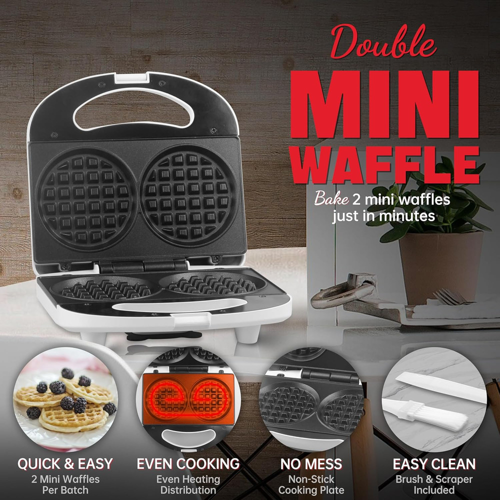 Mini Waffle Maker 4 Inch Nonstick Electric Waffle Iron Breakfast Maker