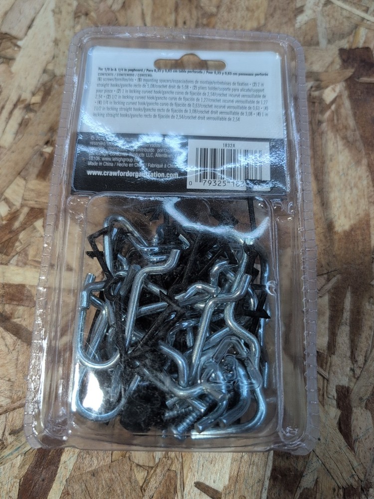 Crawford 32-Piece Locking Peg Hook Assortment #1832A - New Sealed!