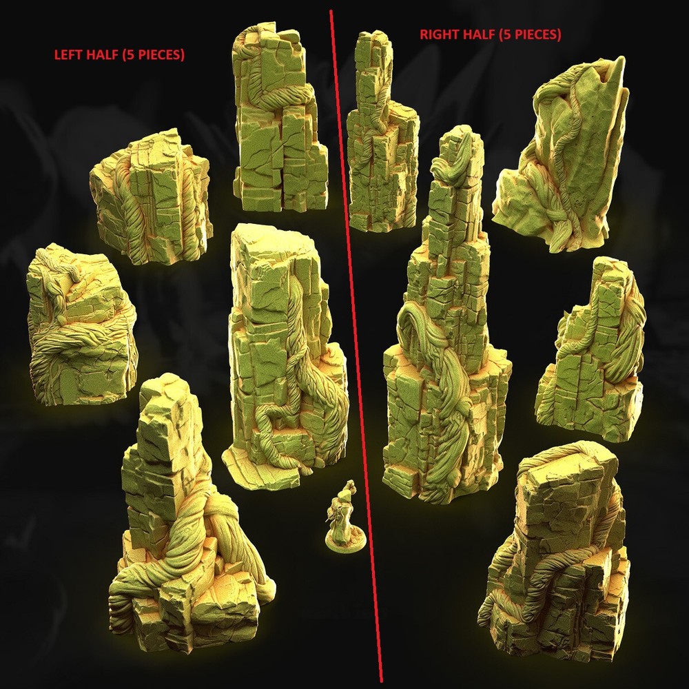Tabletop Terrain - Fantasy - Vined Cliffs (Right Half)