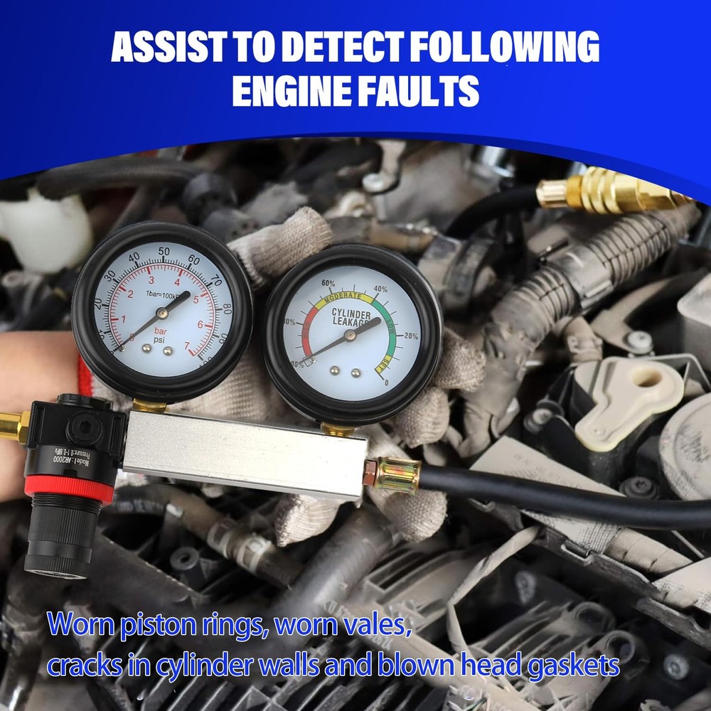 Automotive Cylinder Leak Down Tester Kit for Engine Compression Testing