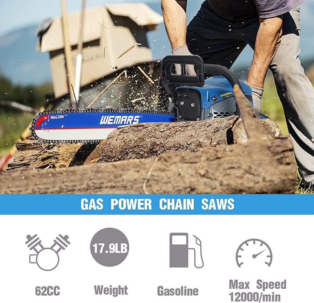 Efficient 62CC Handheld Chainsaw with Fast Cutting Technology - Lightweight