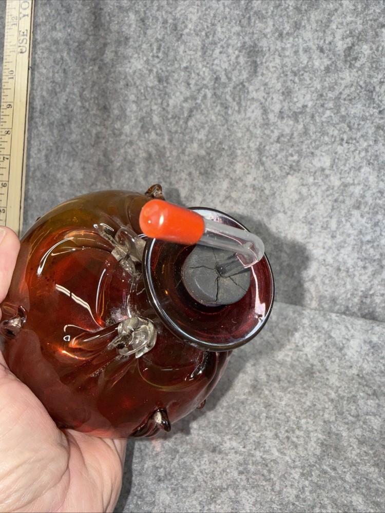 Hand Blown Amber Hummingbird Feeder