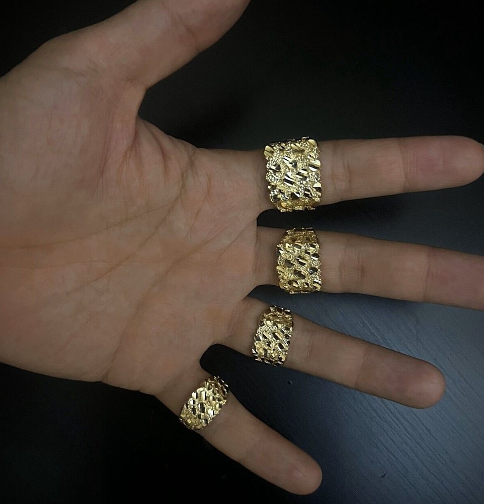 Authentic 14k Gold Nugget Ring Manly Small Medium Large Extra Large Sizes 6-13