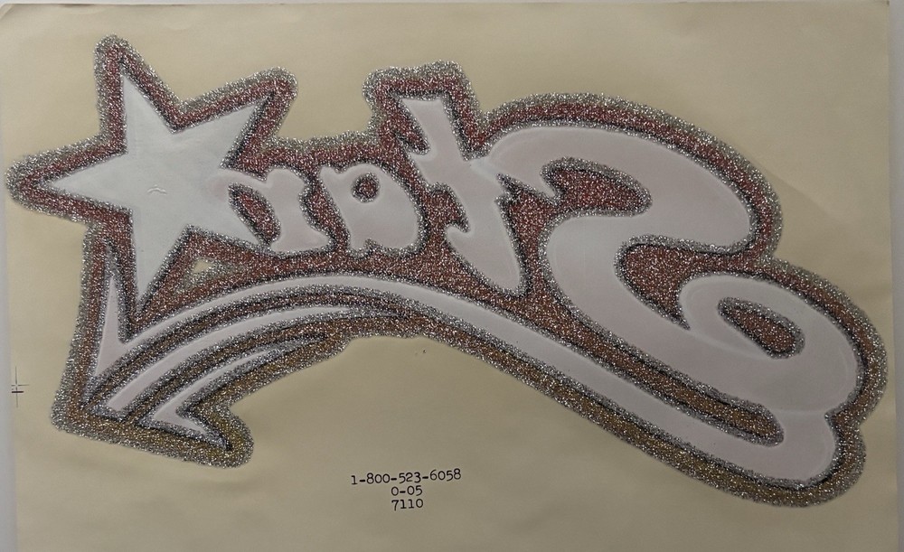 Original Vintage Star Glitter Iron On Transfer