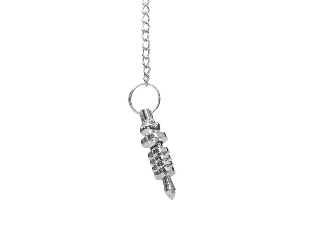 Silver Double ISIS 4 Ring with Plate Steel Copper Pendulum for Divination