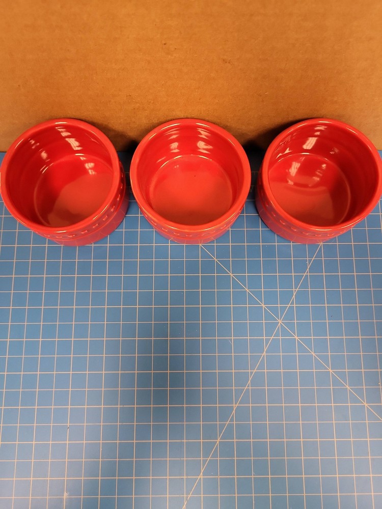 Emeril Red Ramekins Set 3 Oven Safe Dishwasher Safe Microwave Safe Stackable