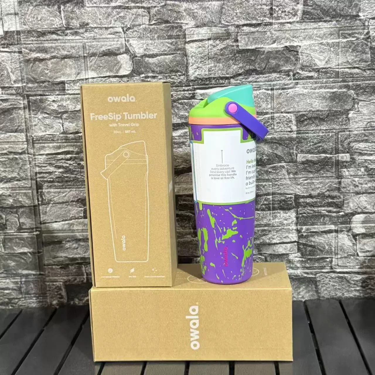 Owala Birthday Bash Electric Feel 30 oz FreeSip Sway Neon Party Water Bottle