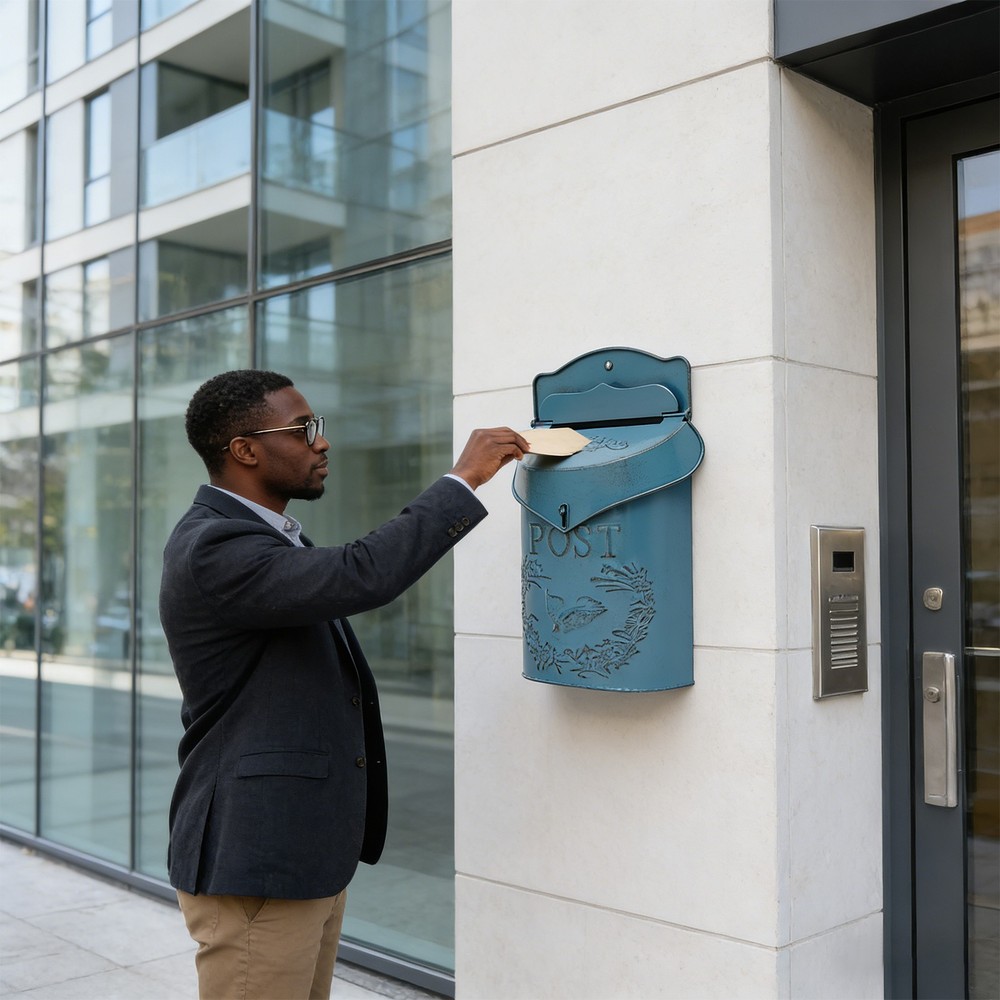 Vintage Rustic Wall Mount Mailbox Lockable Post Box Large Secure Mail Letter Box