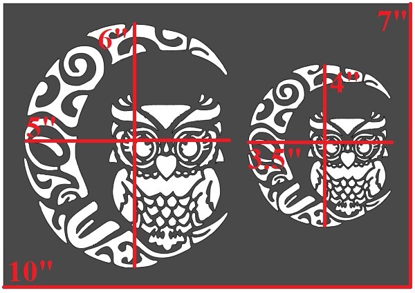 7"x10" Plastic Stencil - Owl On Moon (SC858)