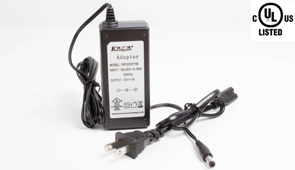 UL listed 12V 3A 36w AC adapter + on/off Switch for LED Light strip module