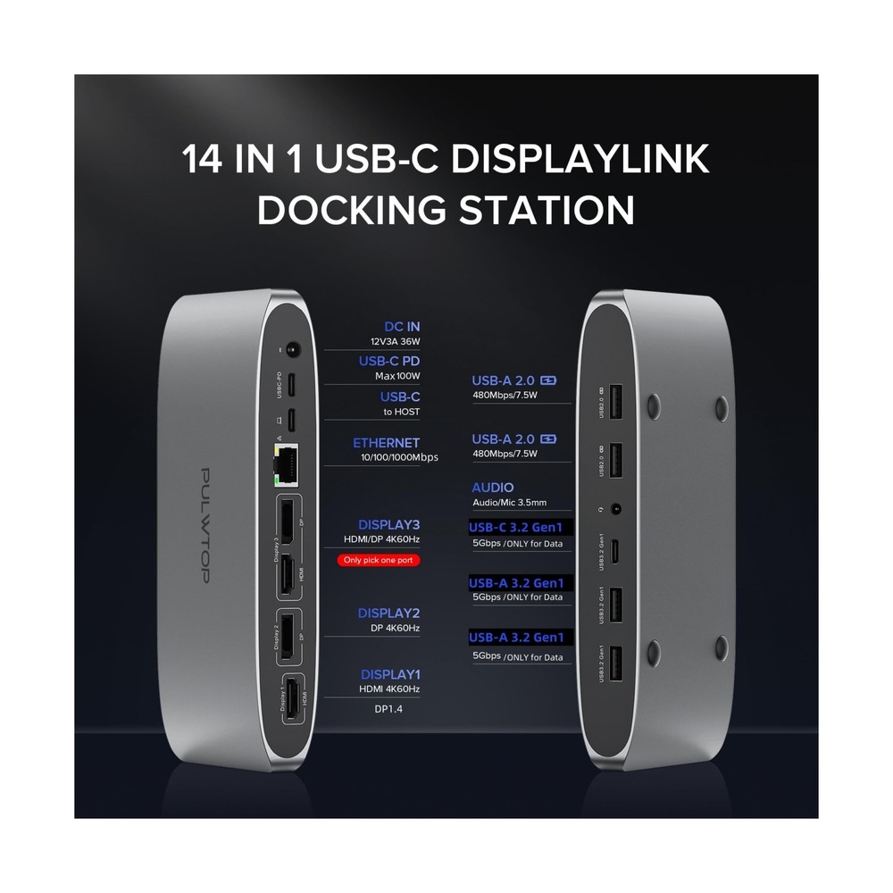 Displaylink Docking Station, Triple Display DisplayLink Dock for MacBook M1/M...