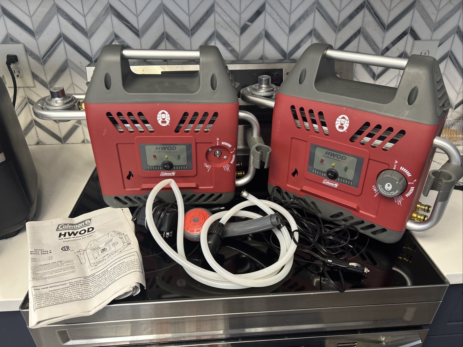 2 Coleman HWOD H2Oasis Portable Water Heater On-Demand Hot Water. Untested! Read