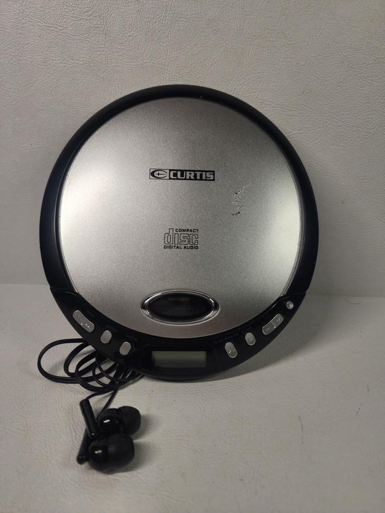 Curtis Personal Portable CD Player Model CD145 (Discman) Silver Tested & Working