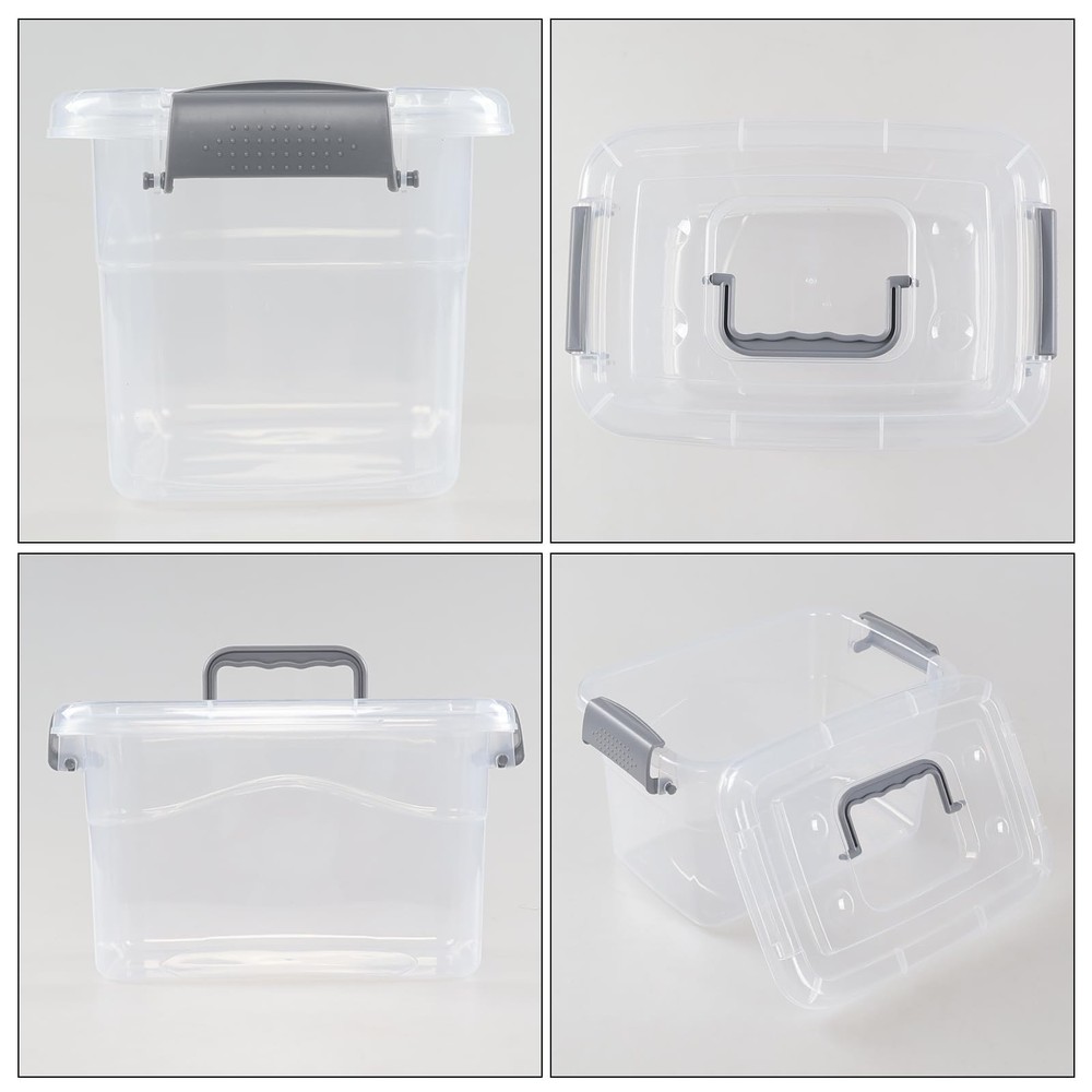 6 Packs 5 Quart Small Plastic Storage Container Bins with Lid, Clear Latching...