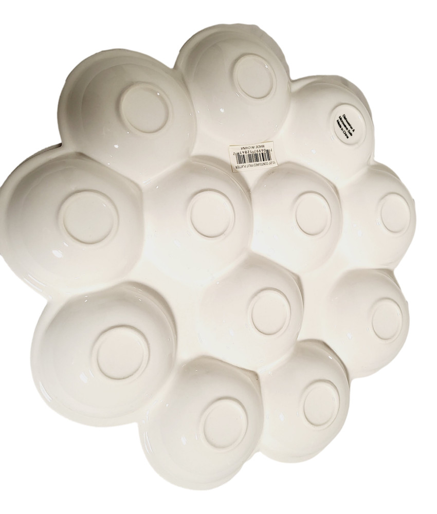 White Egg Platter Serving Dish Ceramic 13.25" Versatile Tableware Serveware Bowl