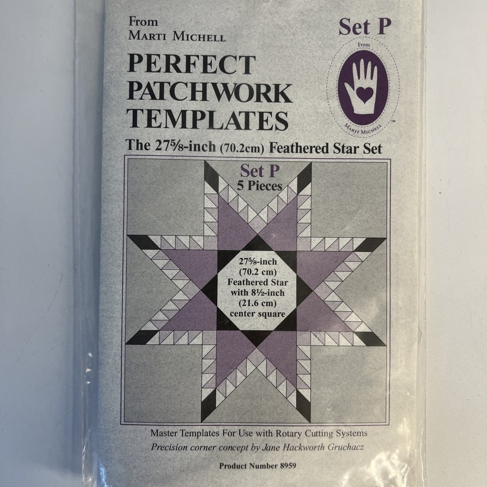 Marti Mitchell Perfect Patchwork Templates Set P Feathered Star 5 Templates