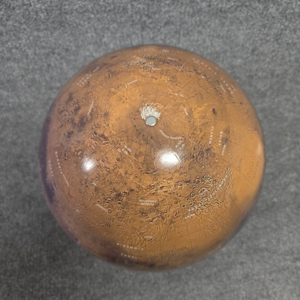 Mars Globe Planet Model Educational Astronomy Globe w Stand Space Decor 12" EUC