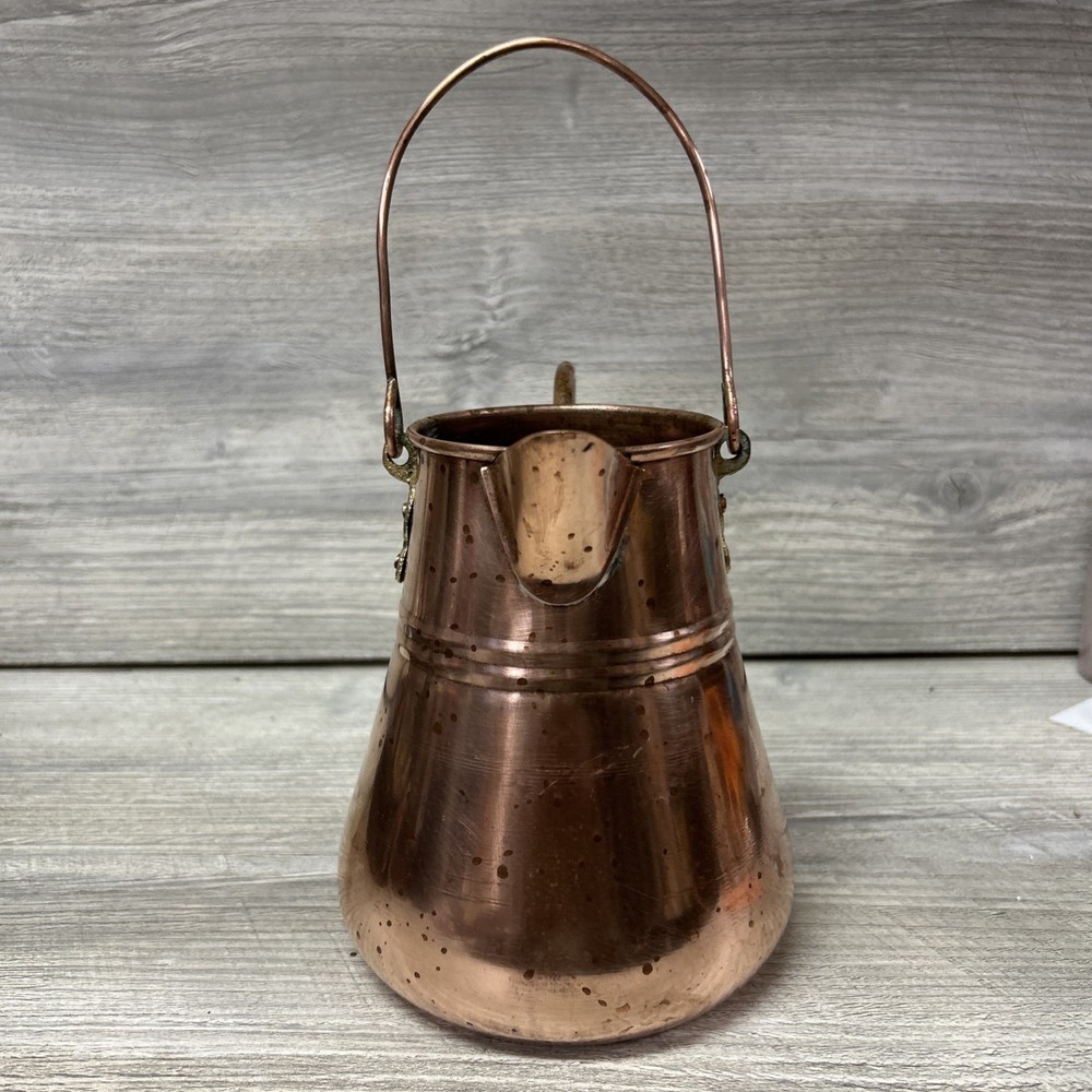 Decorative Turkish Copper Pitcher Kettle 6" Rustic Farm Home Decor (E3)