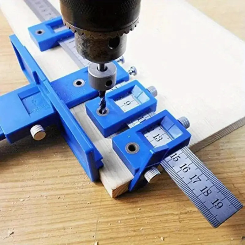 1Pcs Cabinet Hardware Jig Adjustable Punch Locator Handle Tools Drill Guide Blue