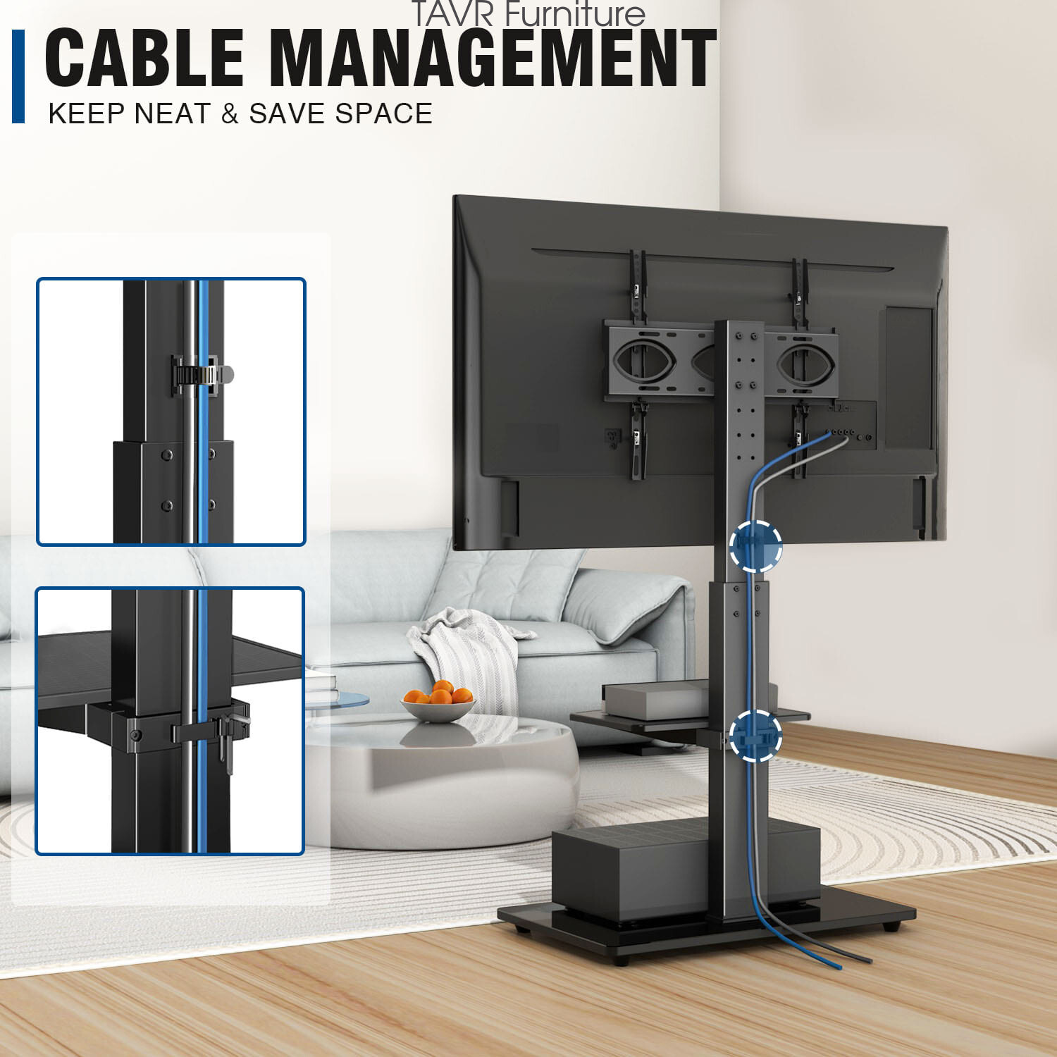 Swivel Floor TV Stand with Mount Bedroom for 32-65 inch LCD LED OLED TV