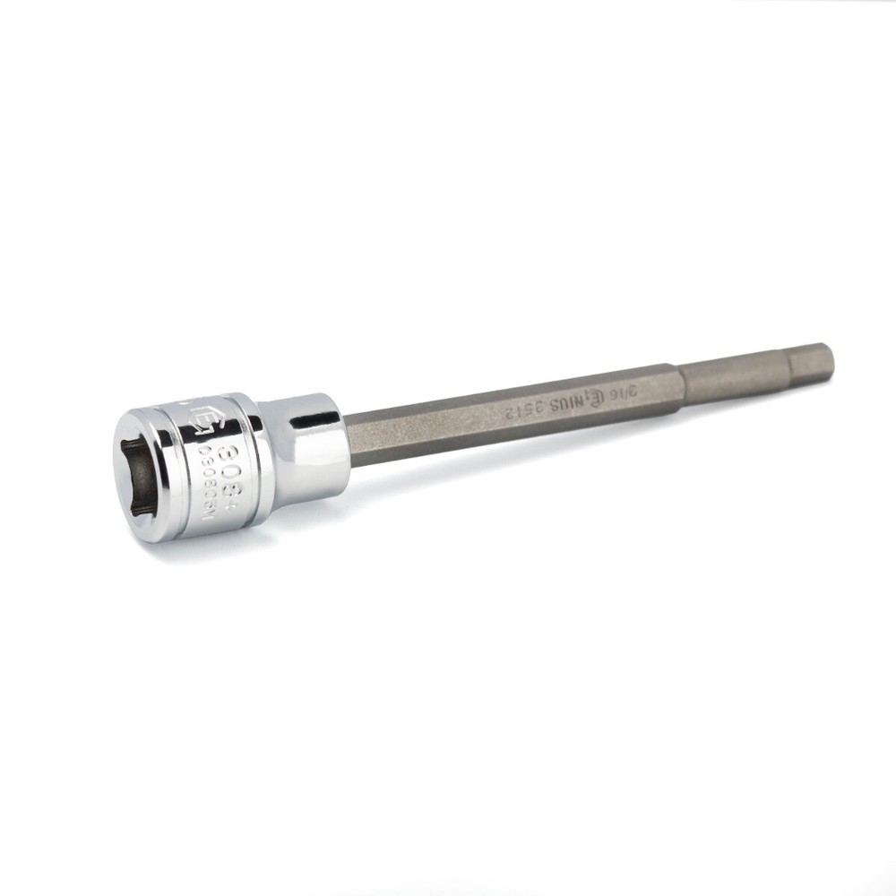 Genius Tools 3/8" Dr. 3/16" Hex Bit Socket, 110mmL - 308+3512